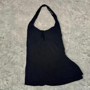 y2k sequin halter top metro 7 sz medium black